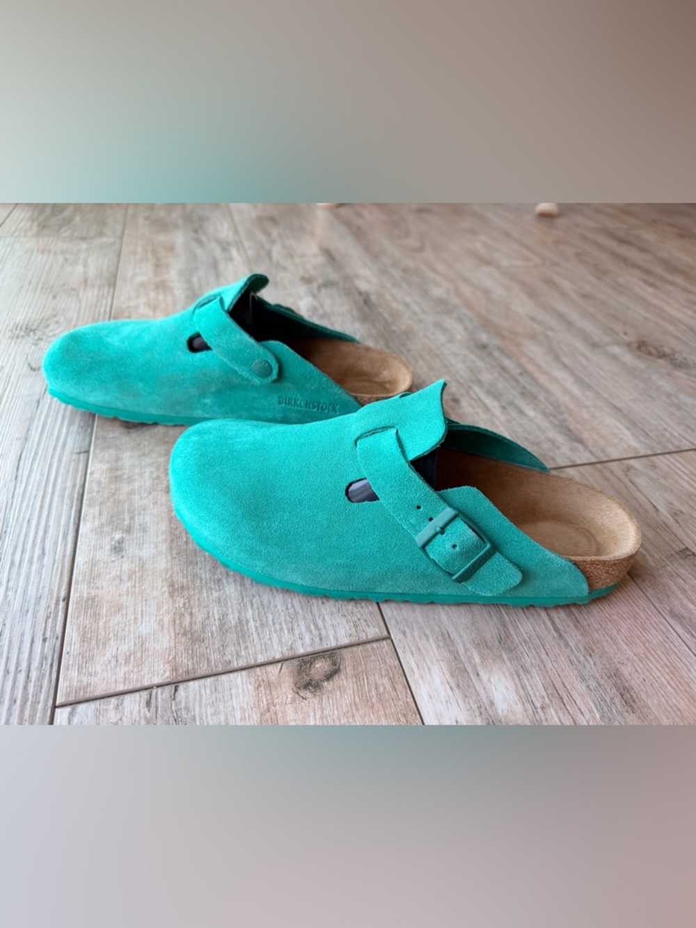Birkenstock Digital Green Boston Suede Leather Clog Shoes 8